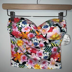 NWT Tropical Floral Beach Summer Cropped Bandeau Tube Top